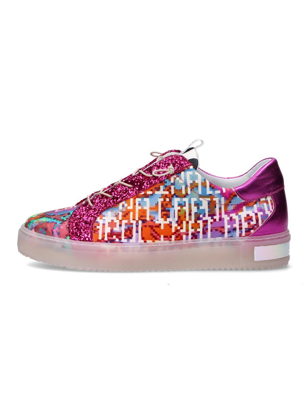Printed leather sneaker Mix...